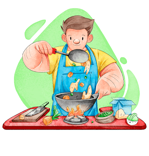 Chef cooking illustration